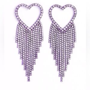 Elegant Purple Heart Dangle Earrings